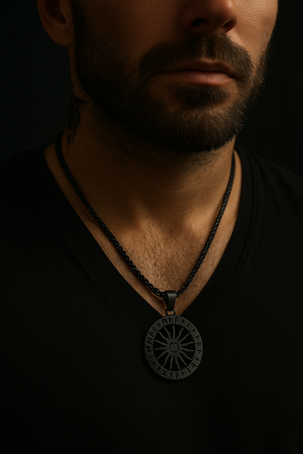 Pendentif Solrun – Rune Solaire Viking Unisexe en Acier Inoxydable ⚡️