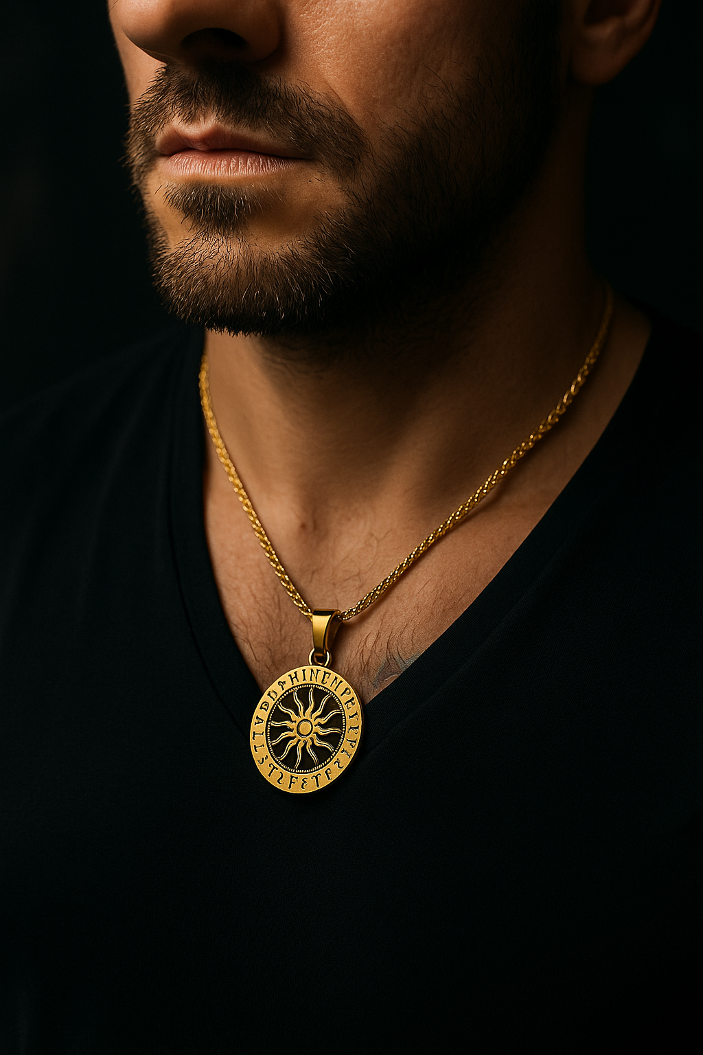 Pendentif Solrun – Rune Solaire Viking Unisexe en Acier Inoxydable ⚡️