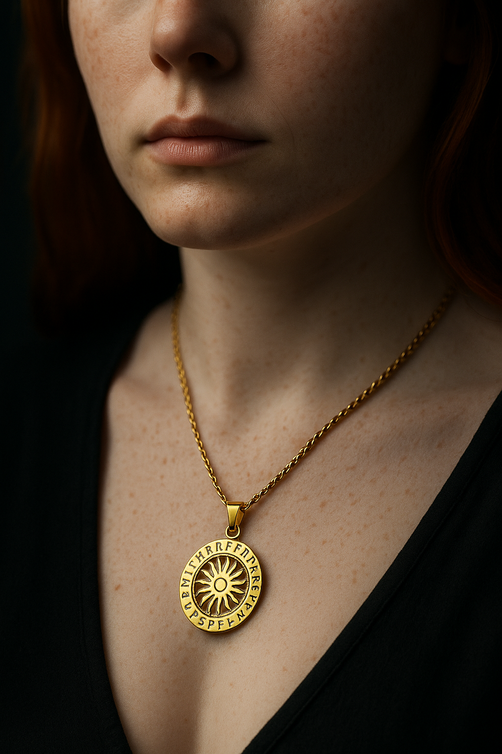 Pendentif Solrun – Rune Solaire Viking Unisexe en Acier Inoxydable ⚡️