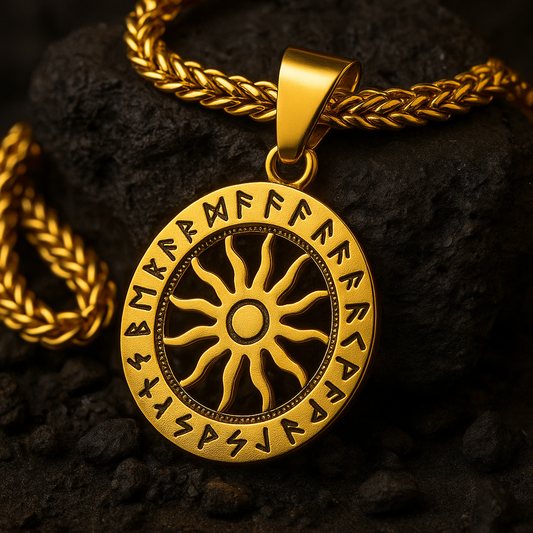 Pendentif Solrun – Rune Solaire Viking Unisexe en Acier Inoxydable ⚡️