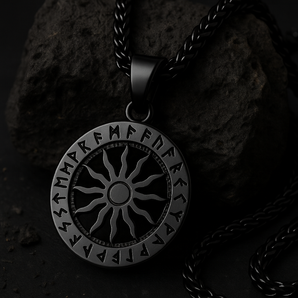 Pendentif Solrun – Rune Solaire Viking Unisexe en Acier Inoxydable ⚡️