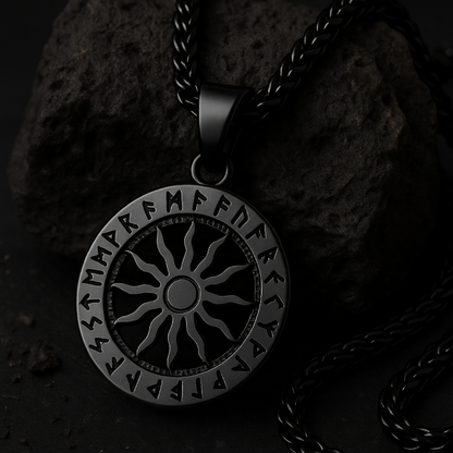 Pendentif Solrun – Rune Solaire Viking Unisexe en Acier Inoxydable ⚡️