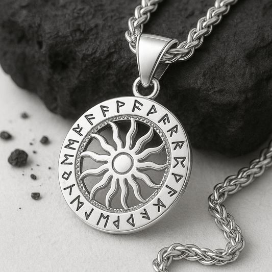 Pendentif Solrun – Rune Solaire Viking Unisexe en Acier Inoxydable ⚡️